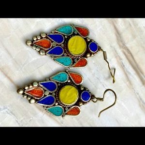 Silver & colored stones Earrings from Morocco